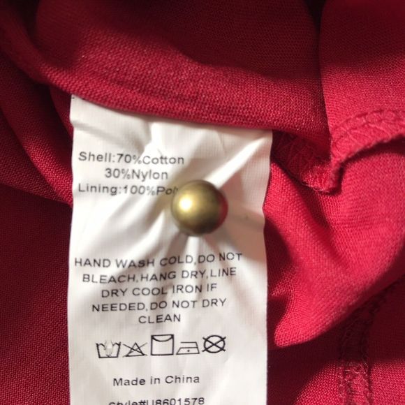 Suzanne Betro Red Lace Overlay Peplum Blouse Long Bell Sleeve Keyhole Back Med - Picture 5 of 9